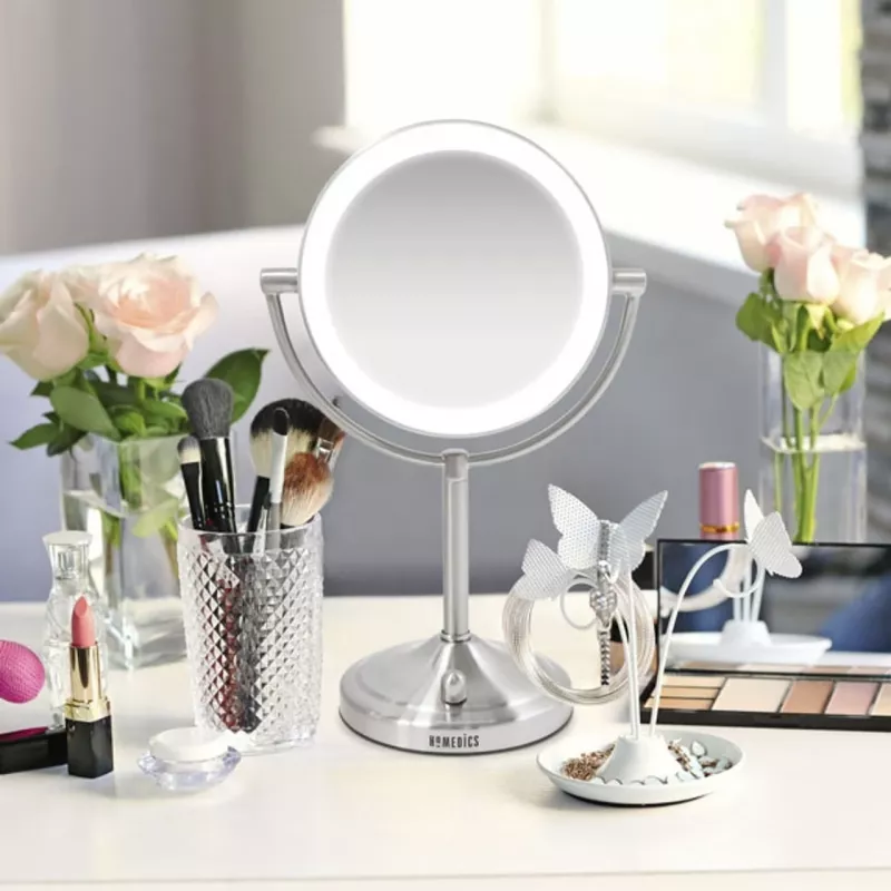 HoMedics MIR-8150-EU cosmeticaspiegel vrijstaand rond roestvrijstaal
