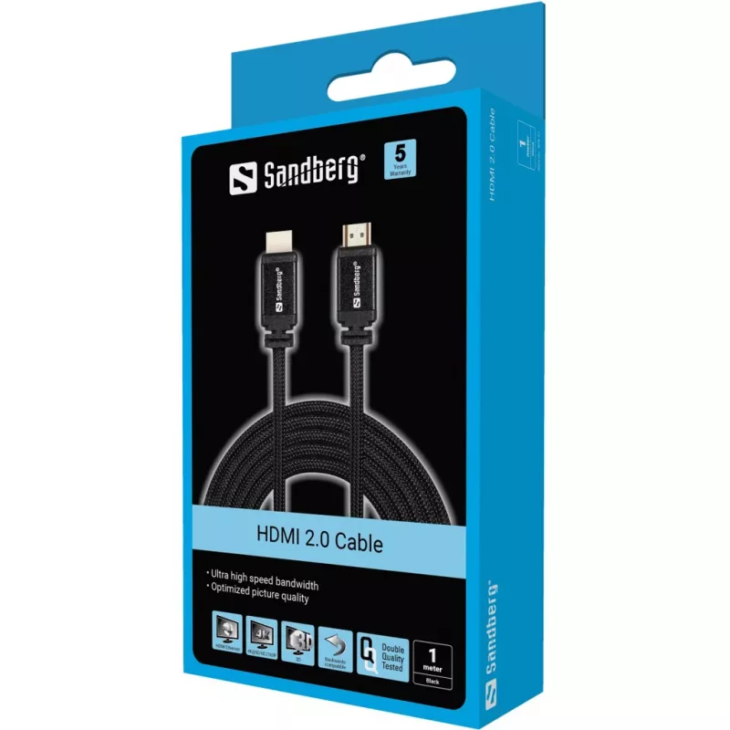 HDMI-kabel Sandberg HDMI 2.0 19M-19M 1m