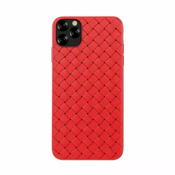 Zachte telefoonhoes Devia voor iPhone 11 Pro — geweven patroon, rood