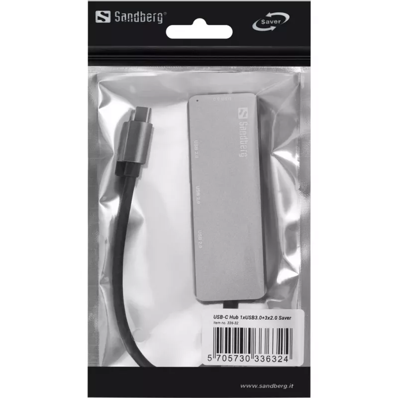 USB-hub Sandberg USB-C-hub 1xUSB3.0+3x2.0 SAVER