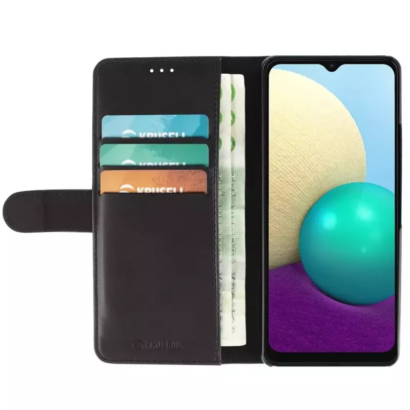 Walletcase Krusell Galaxy A02 16,5 cm zwart 3 vakken voor kaarten