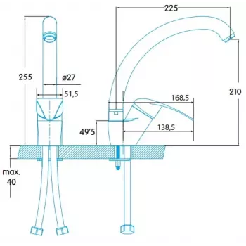 Ééngreepsmengkraan Edesa Iguazu chroom messing 25,5 cm hoogte
