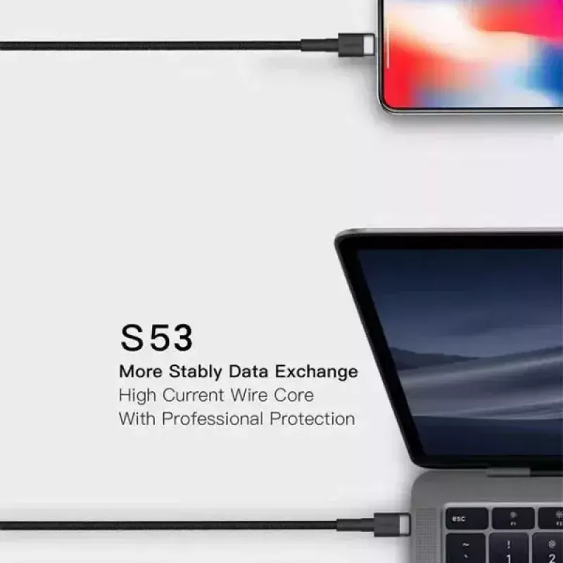 USB-C-naar-USB-C-kabel Orsen S53, 1 m, 3 A, rood