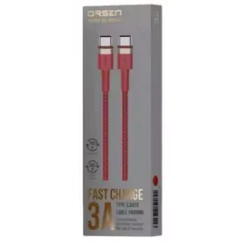 USB-C-naar-USB-C-kabel Orsen S53, 1 m, 3 A, rood