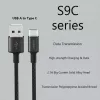 USB-A-naar-USB-C-kabel Orsen S9C 1 m, 2,1 A, zwart