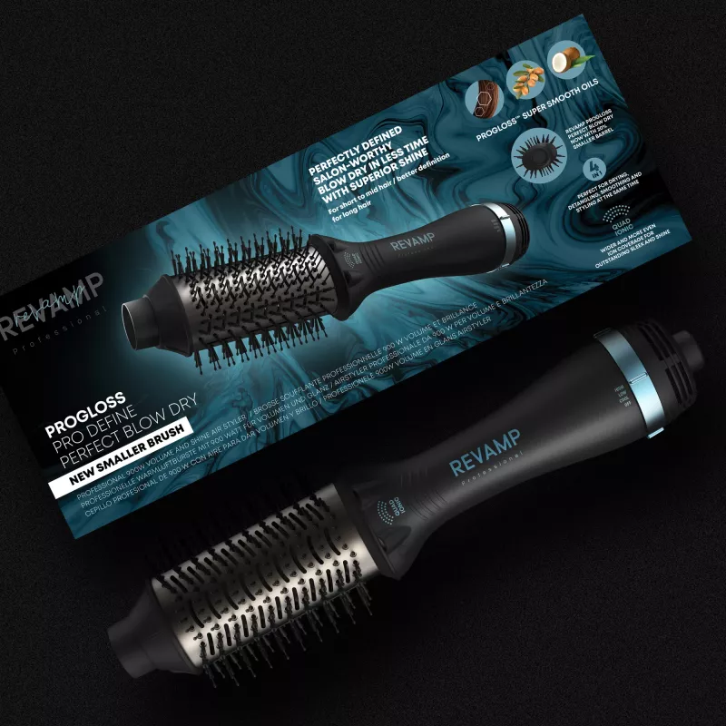Revamp Progloss Pro Define Perfect Blow Dry heteluchtborstel warm zwart 900 W 3 m