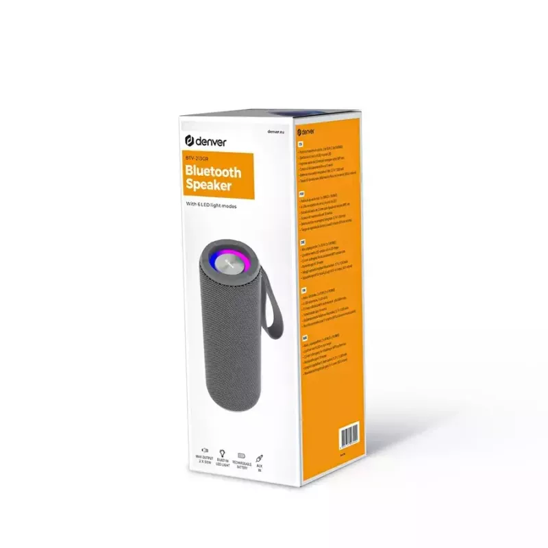 Denver BTV-213GR draagbare Bluetooth-speaker, grijs