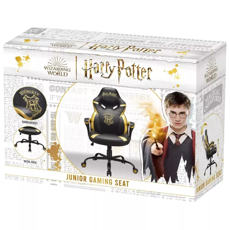 Pc-gamingstoel Subsonic Junior Hogwarts gevoerde zitting zwart geel