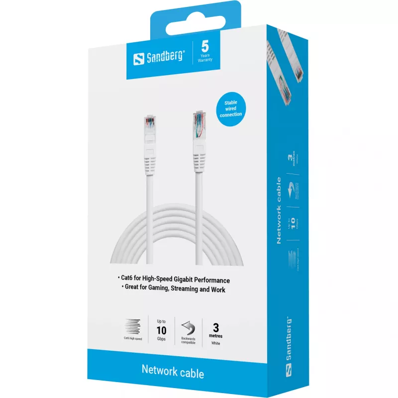 Sandberg netwerkkabel UTP Cat6 RJ-45 3 m wit