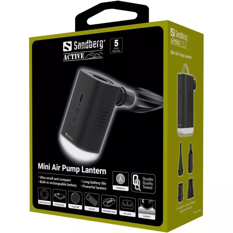 Sandberg Mini Luchtpomp Lantaarn Sandberg 0,04 bar 200 l/min Batterij 5V 2A