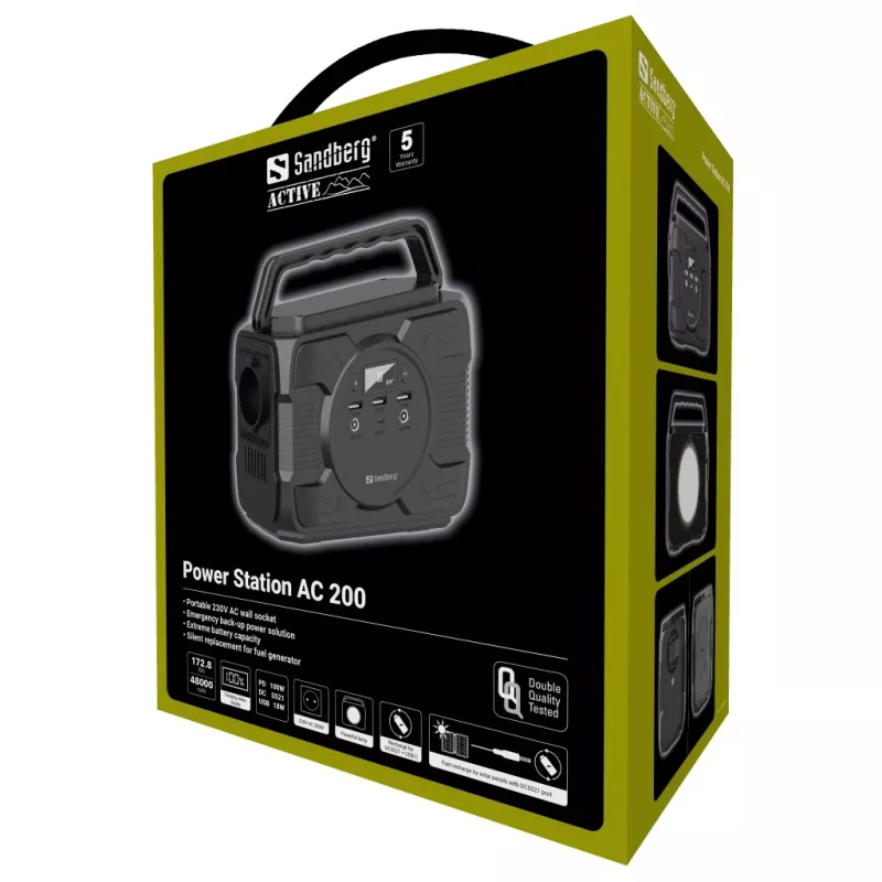 Draagbare batterij Sandberg Power Station AC 200, 48000 mAh