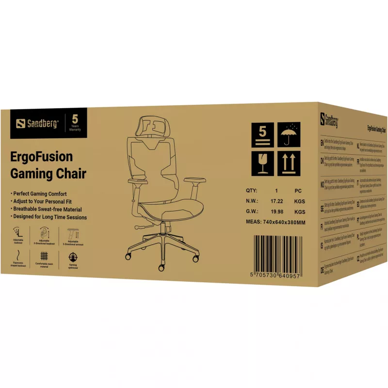 Gamingstoel Sandberg ErgoFusion max. gebruikersgewicht 150 kg