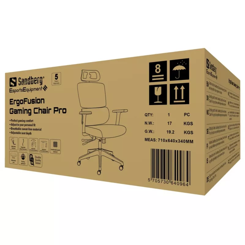 Gamingstoel Sandberg ErgoFusion Pro 150 kg max. gebruikersgewicht