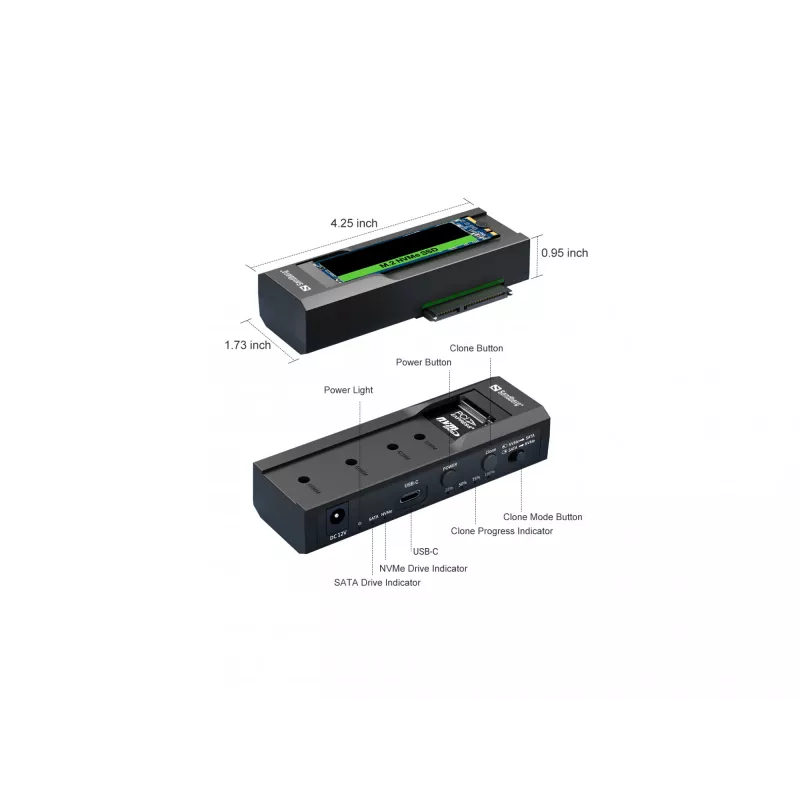 Sandberg USB 3.2 kloon en dock voor M2 + NVMe + SATA
