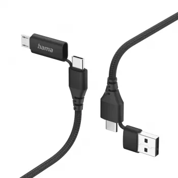 Hama 00201537 USB-kabel USB 2.0 1,5 m USB-A/USB-C USB-C/Micro-USB B zwart