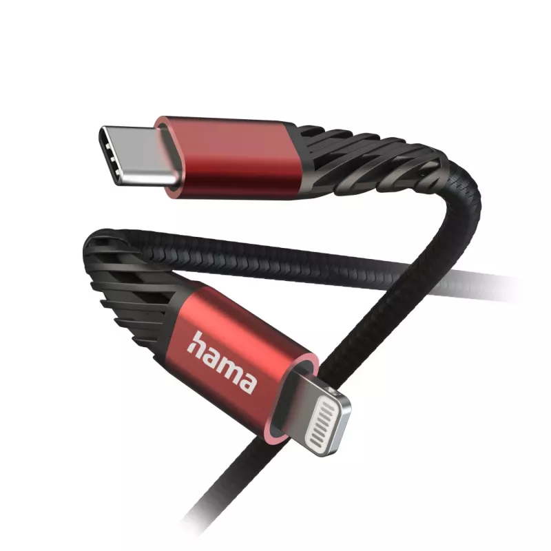 Hama Extreme Lightning naar USB-C kabel 1,5 m 3A zwart rood