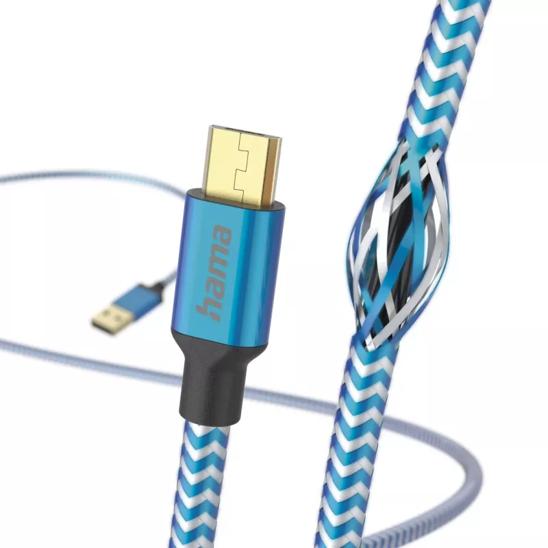 Hama Reflective USB-kabel USB 2.0 1,5 m USB A Micro-USB B blauw