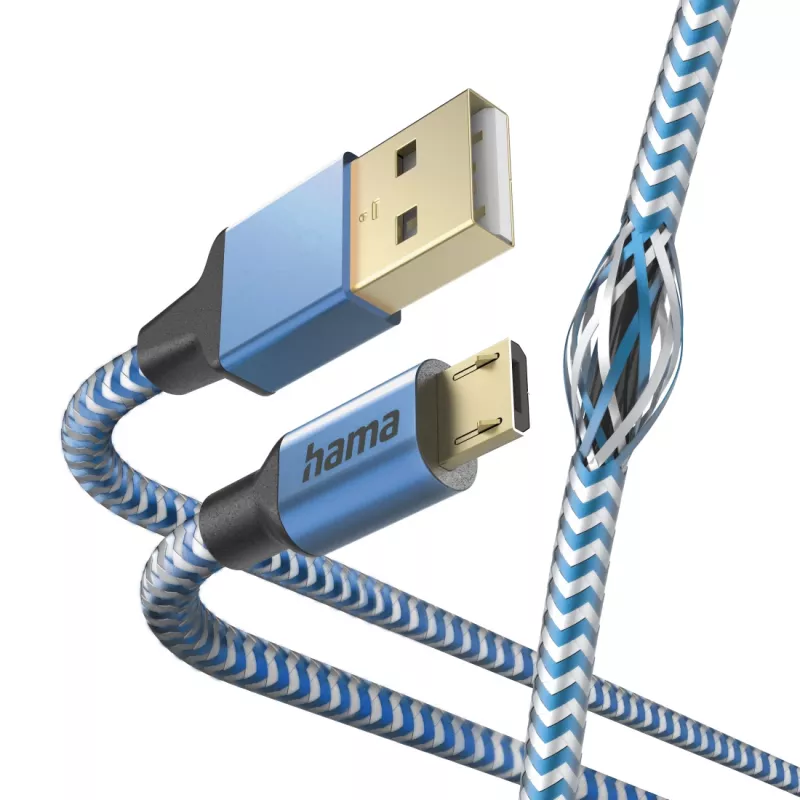Hama Reflective USB-kabel USB 2.0 1,5 m USB A Micro-USB B blauw