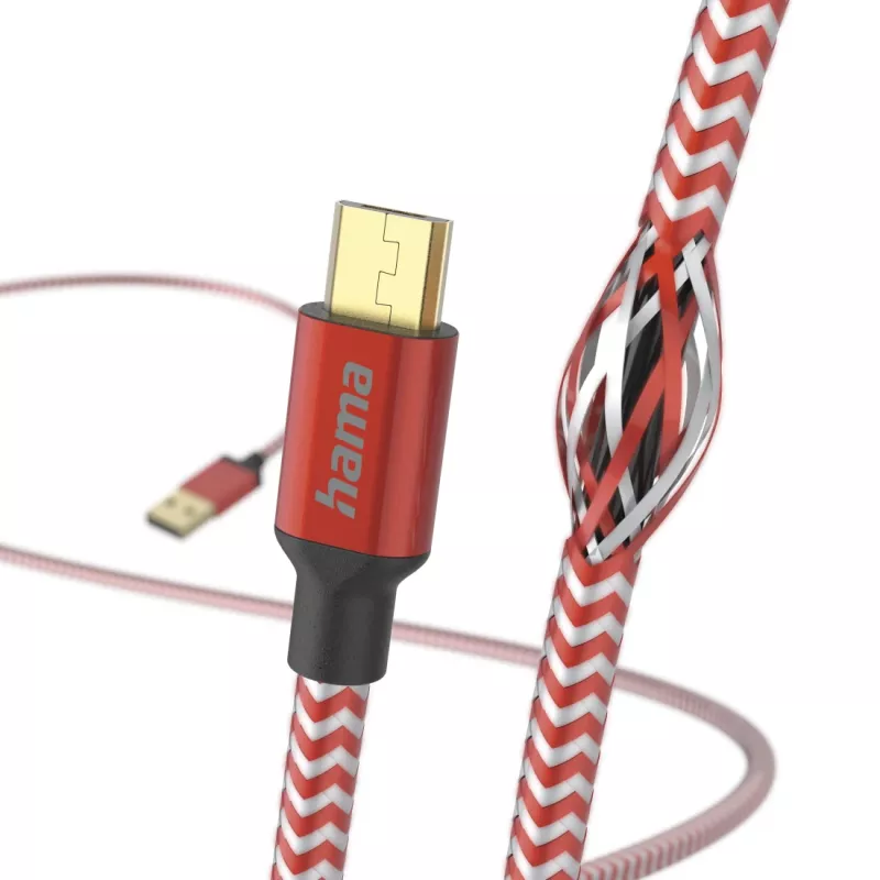Hama Reflective USB-kabel USB 2.0 1,5 m USB A Micro-USB B rood