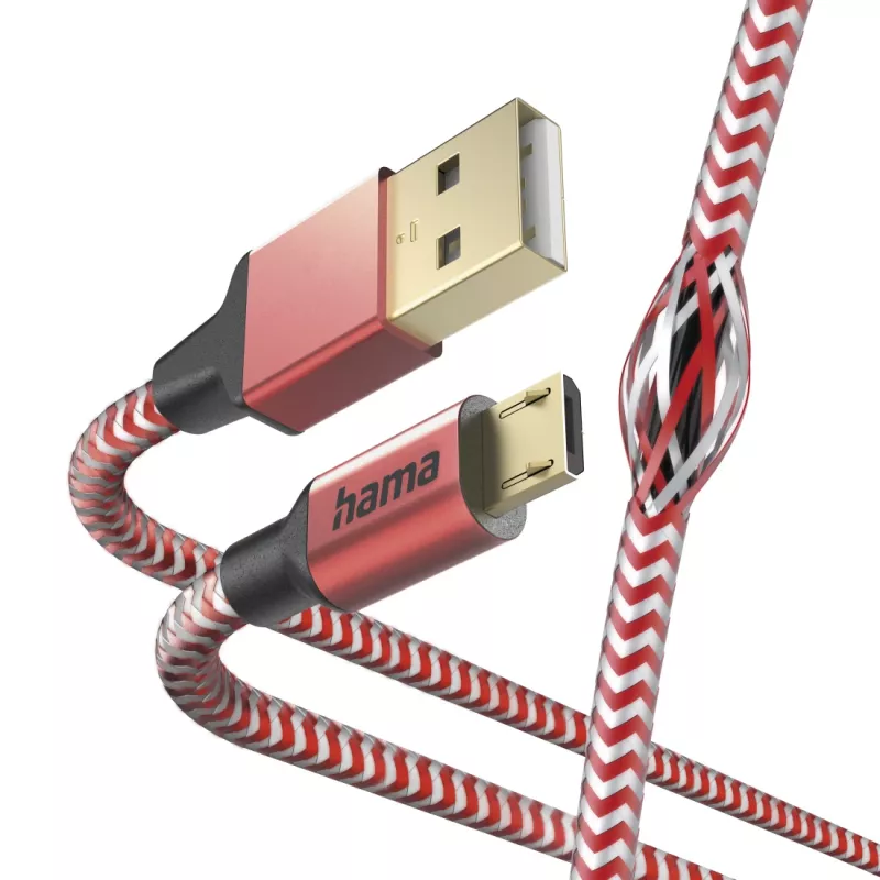 Hama Reflective USB-kabel USB 2.0 1,5 m USB A Micro-USB B rood
