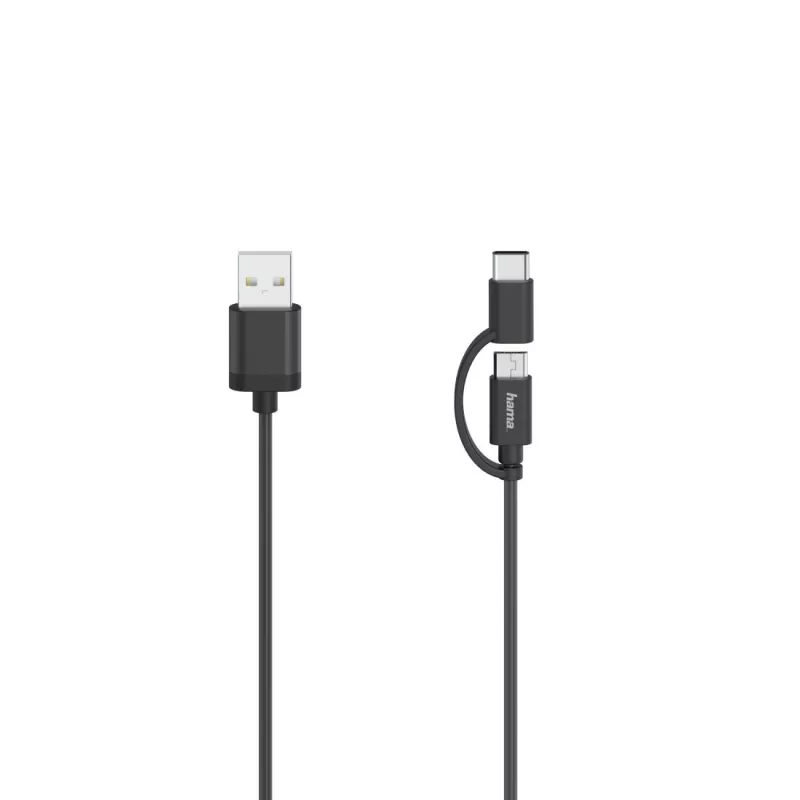 Hama 00200616 USB-kabel USB 2.0 0,75 m USB A USB C/Micro-USB A zwart