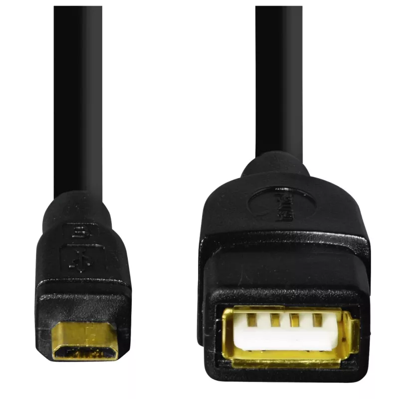 Hama 173892 USB-kabel USB 2.0 0,15 m micro-USB-B USB-A zwart
