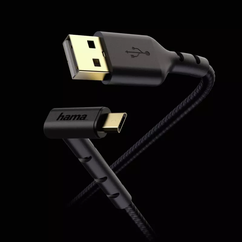 Hama Stand USB-kabel USB 2.0 1,5 m USB-A naar micro-USB-B zwart