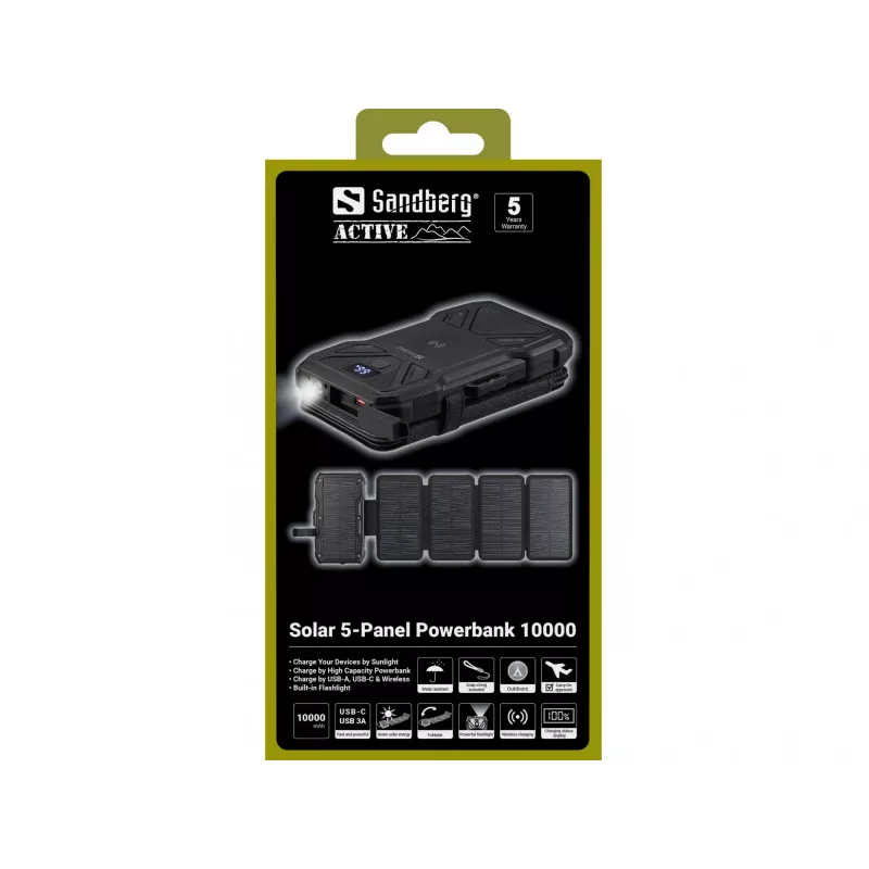 Draagbare powerbank Sandberg Solar 5-Panel 10000 mAh