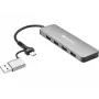 Sandberg USB-C/A naar 4xUSB 3.0 hub aluminium 5000 Mbit/s
