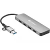 Sandberg USB-C/A naar 4xUSB 3.0 hub aluminium 5000 Mbit/s
