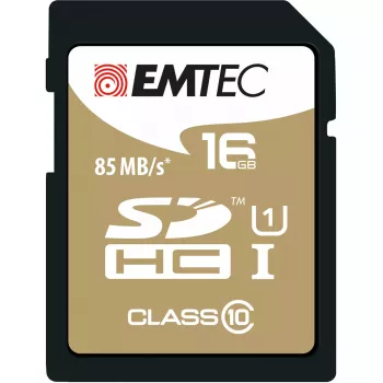 Flashgeheugen Emtec 16 GB SDHC klasse 10 goud