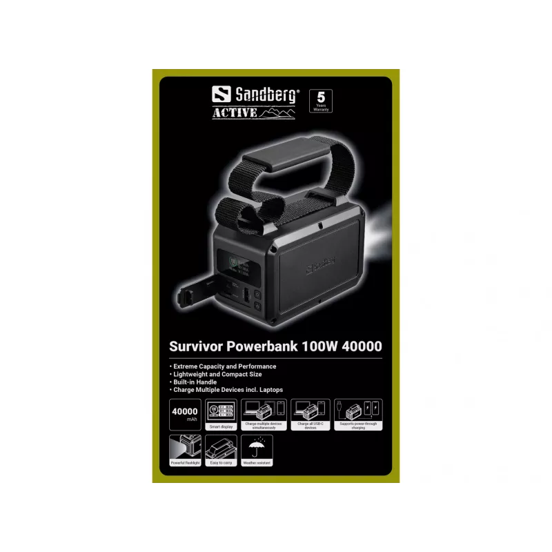 Draagbare powerbank Sandberg Survivor 100W 40000mAh