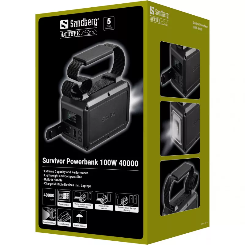 Draagbare powerbank Sandberg Survivor 100W 40000mAh