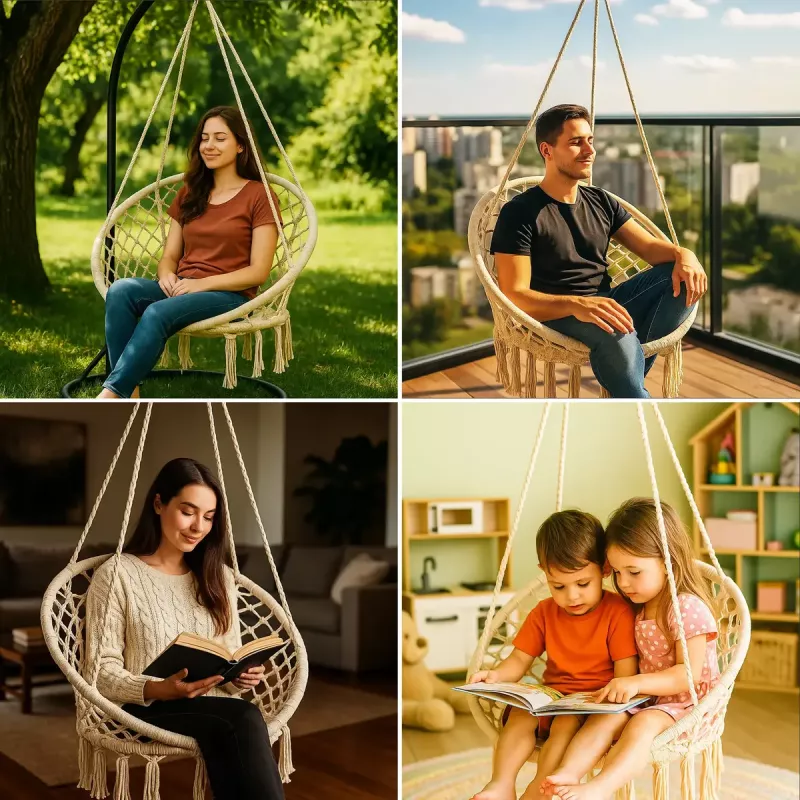 Hangstoel Koala Hammock BLACK FOREST 80x60 cm ecru – opengewerkt weefsel