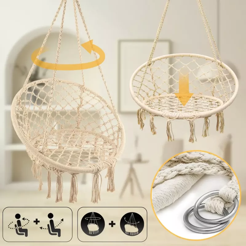 Hangstoel Koala Hammock BLACK FOREST 80x60 cm ecru – opengewerkt weefsel