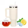 Thermobeker Extralink Black Forest 1200 ml beige – thermobeker met rietje en handgreep