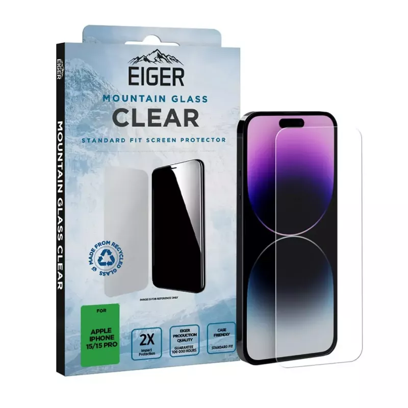 schermbeschermingsfolie EIGER Mountain Glass Clear iPhone 15/15 Pro gehard glas
