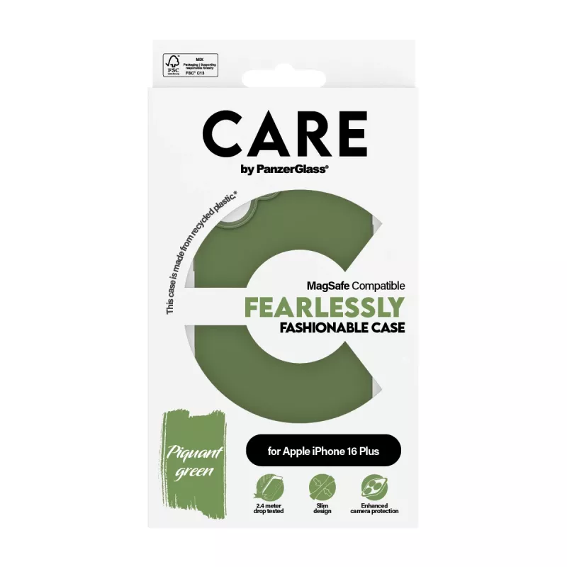 PanzerGlass CARE™ by ® Case groen met MagSafe iPhone 16 Plus, cover, Apple, Apple - iPhone 16 Plus, groen