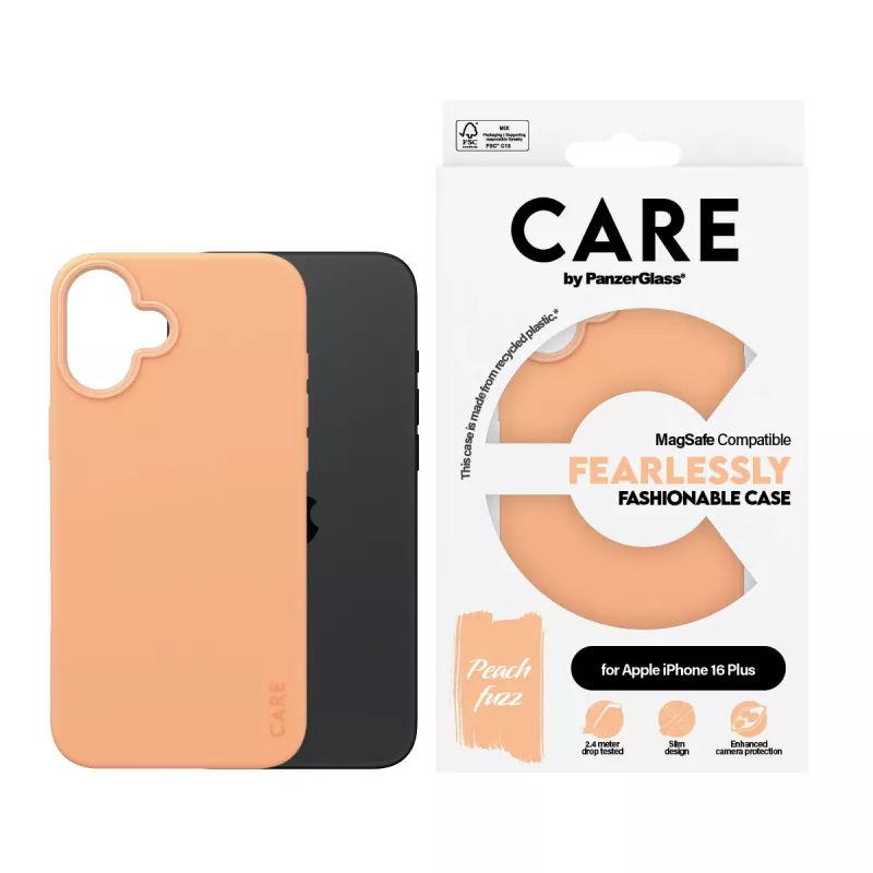 cover PanzerGlass CARE by ® modieus hoesje Peachy met MagSafe iPhone 16 Plus transparant