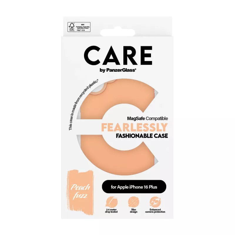 cover PanzerGlass CARE by ® modieus hoesje Peachy met MagSafe iPhone 16 Plus transparant