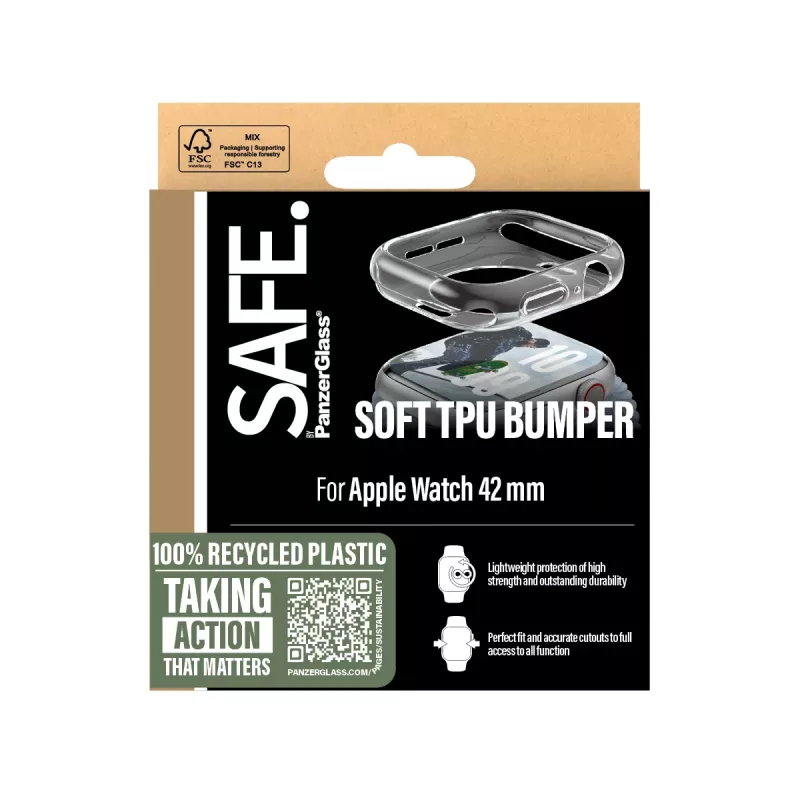 PanzerGlass SAFE. by ® TPU Bumper transparant Apple Watch Series 11 | 10 | 42mm