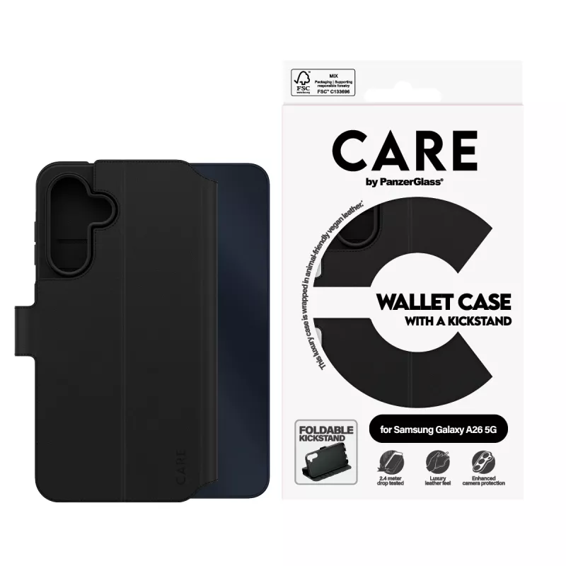 Wallet Case PanzerGlass Samsung Galaxy A26 5G zwart met kickstand