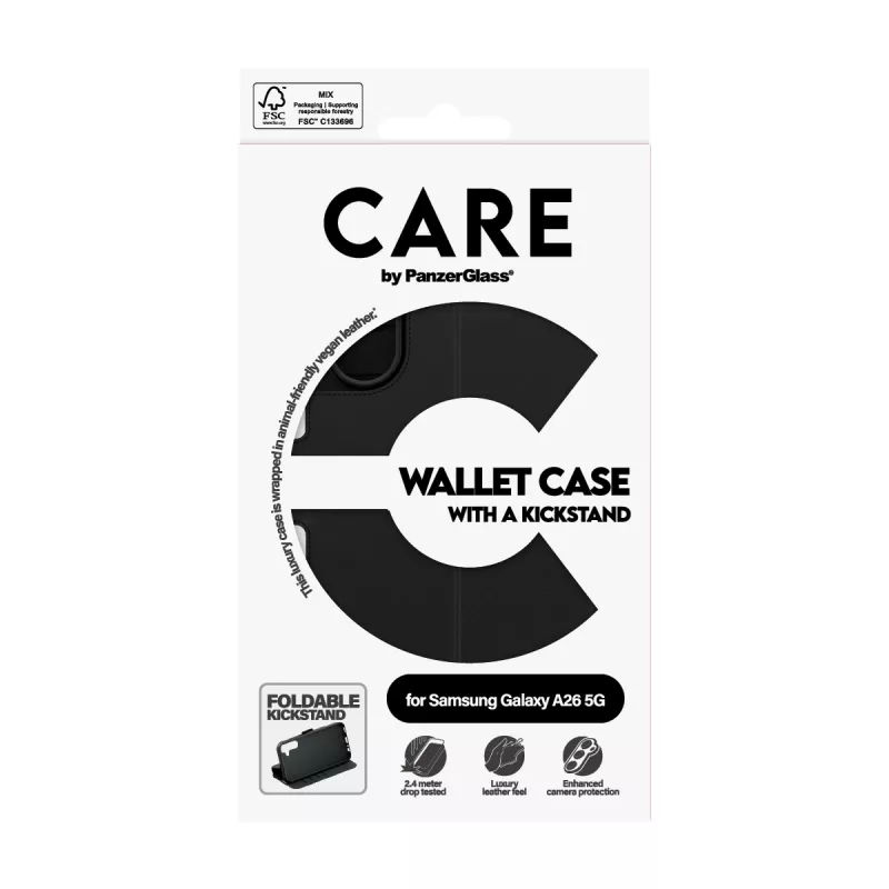 Wallet Case PanzerGlass Samsung Galaxy A26 5G zwart met kickstand