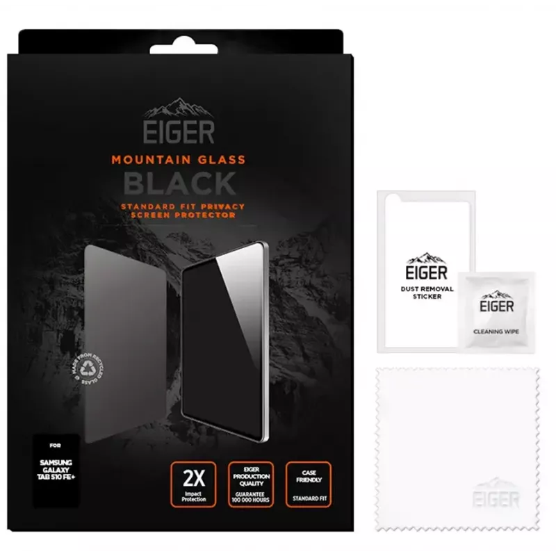 Eiger Mountain Black privacyschermbeschermer voor Samsung Galaxy Tab S10 FE+ tablet