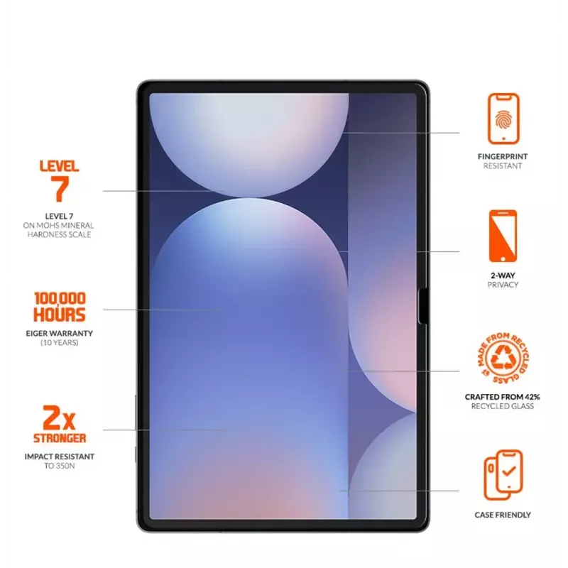 Eiger Mountain Black privacyschermbeschermer voor Samsung Galaxy Tab S10 FE / S9 FE tablets