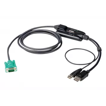 ATEN DisplayPort-consoleconverter, 1,8 m, USB, DisplayPort, zwart, USB Type-A + DisplayPort, SPHD-15