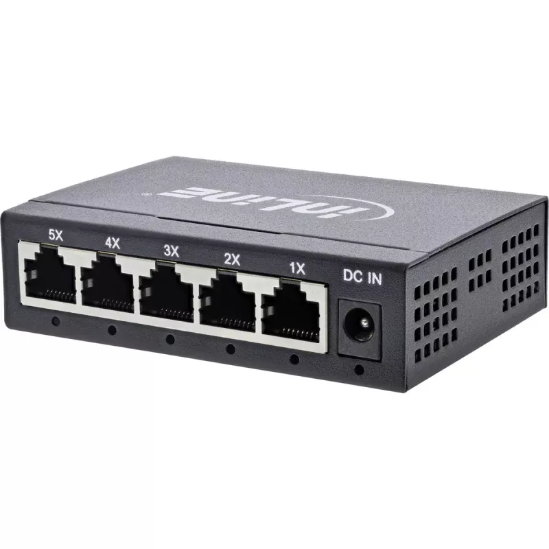 InLine Gigabit-netwerkswitch 5-poorts, 1 Gb/s, desktop, metalen behuizing, ventilatorloos