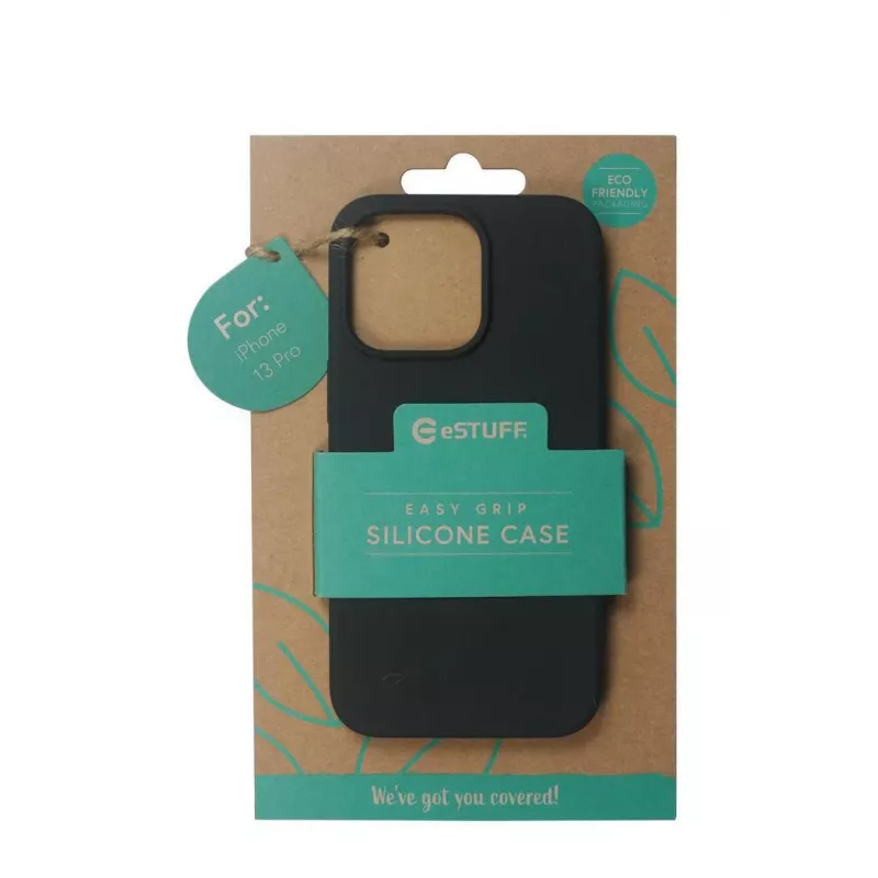 eSTUFF Madrid ES67120003 achterkant voor Apple iPhone 13 Pro, siliconen, zwart
