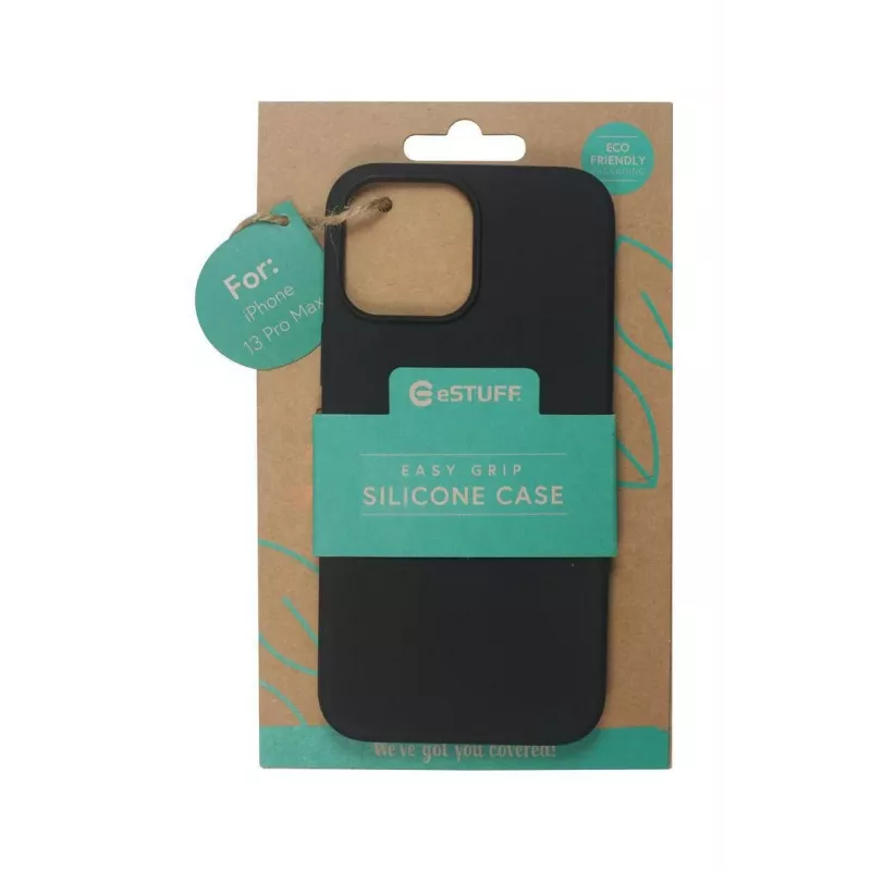 eSTUFF Madrid ES67120004 achterkant voor Apple iPhone 13 Pro Max, siliconen, zwart