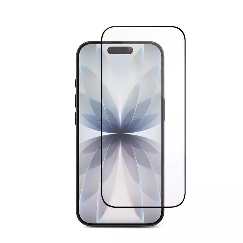 eSTUFF INFINITE iPhone 16 Pro/17 EcoFlex beeldschermbeschermfolie met papieren installatieschaal. Titan Shield